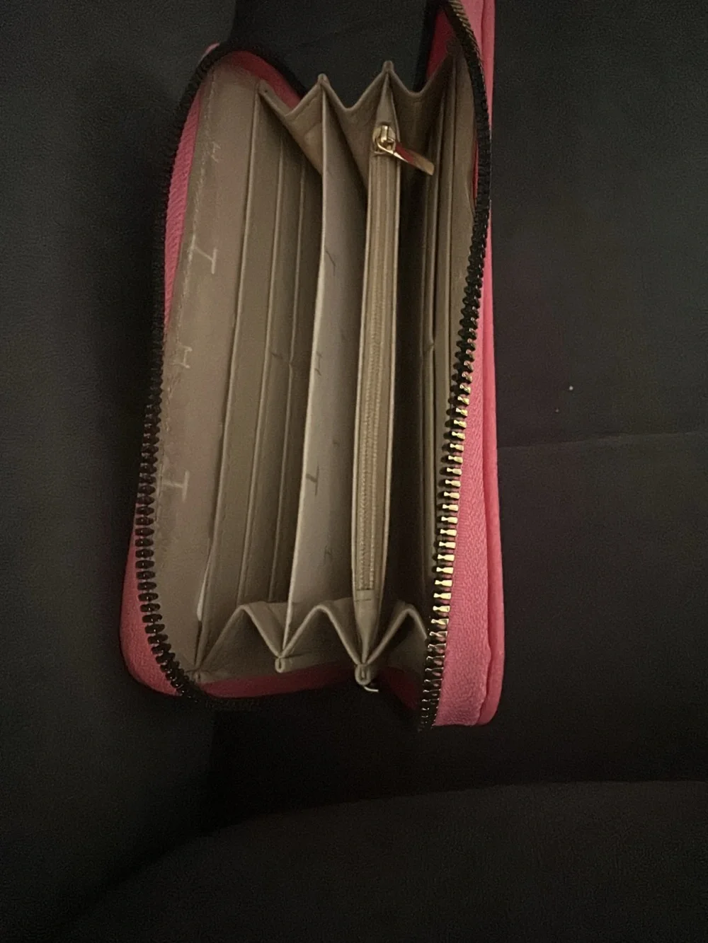 Vintage H by Halston Coral Pink Zip Wallet with Gold Hardware